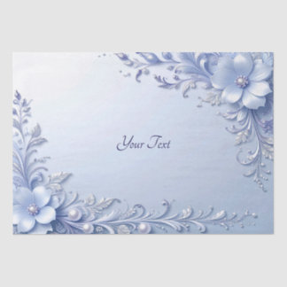 Papier de soie à fleurs ornées bleues avec perles