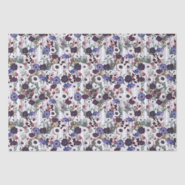 Papier de soie à motif champ de coquelicots violet (Recto)