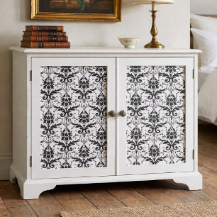Papier de soie à motif floral en damas noir et bla