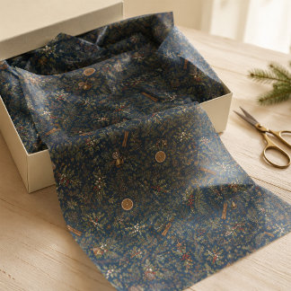 Papier de soie botanique d'hiver Yule au clair de