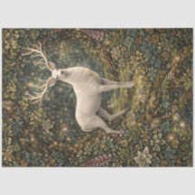 Papier de soie cerf blanc bois enchanté