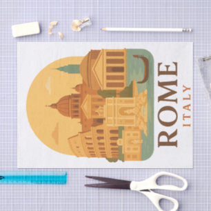 Papier de soie Colisée & Panthéon de Rome vintage 