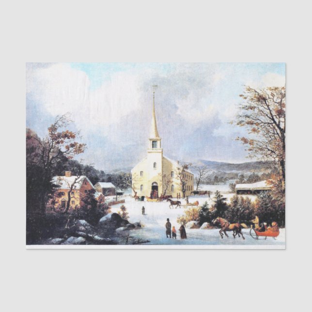 Papier de soie de soie americana de neige d'église (Recto)