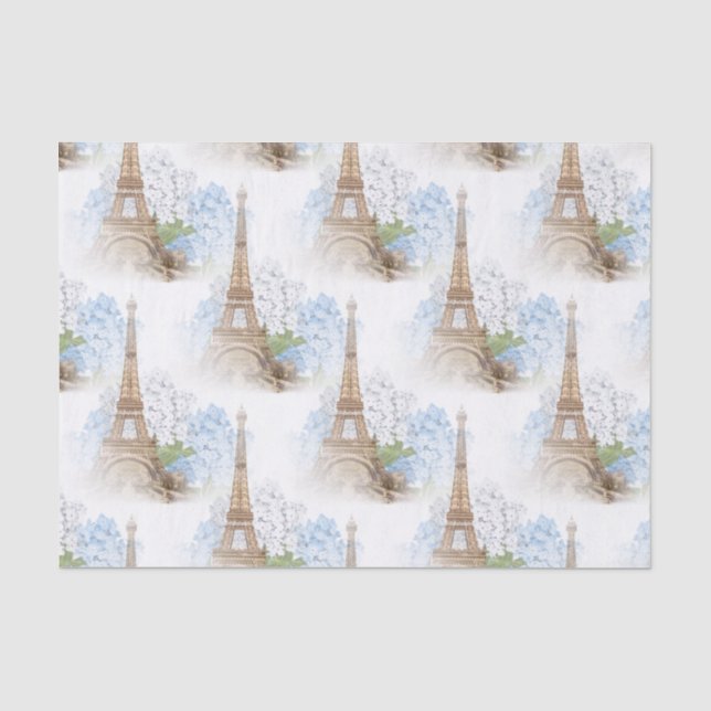 Papier de soie de soie blanc d'hortensia de bleu (Recto)