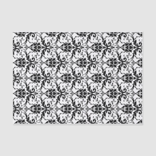 Papier de soie de soie blanc et noir de damassé (Recto)