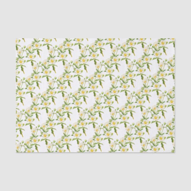 Papier de soie de soie blanc floral d'art de rose (Recto)
