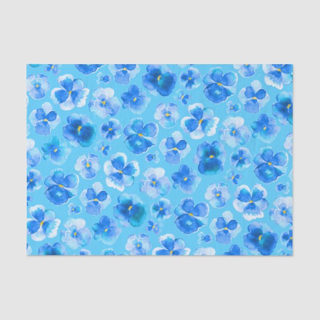 Papier de soie de soie bleu d'art de fleur (Recto)