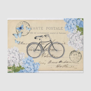 Papier de soie de soie bleu de carte postale de