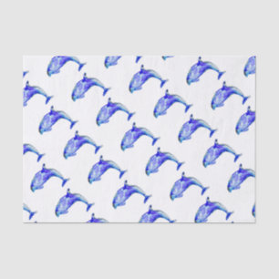 Papier de soie de soie bleu de dauphin