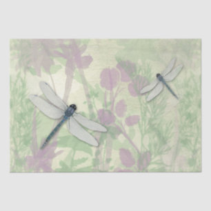 Papier de soie de soie bleu de libellules