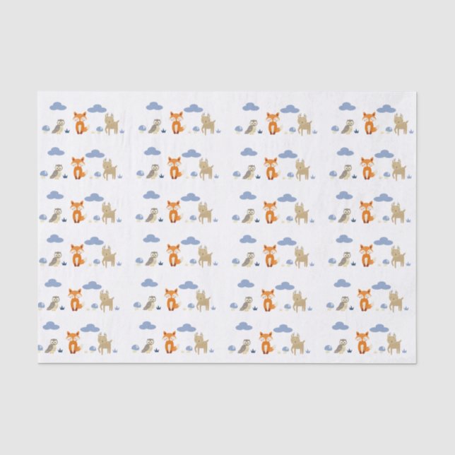Papier de soie de soie de baby shower d'animaux de (Recto)