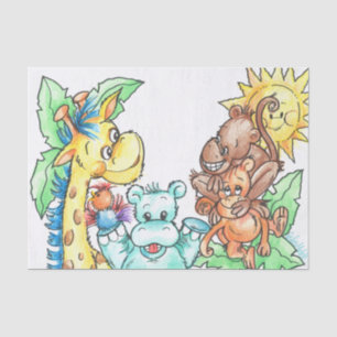 Papier de soie de soie de bébés de zoo