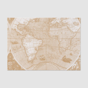 Papier de soie de soie de carte de Vieux Monde