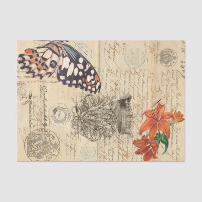 Papier de soie de soie de Decoupage de papillon de (Recto)