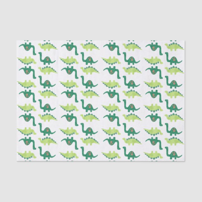 Papier de soie de soie de dinosaure vert (Recto)