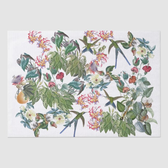 Papier de soie de soie de fleurs d'oiseaux de (Recto)