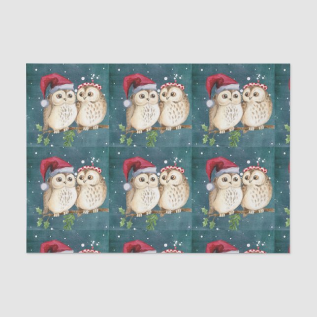 Papier de soie de soie de HIBOUX de NOËL (Recto)
