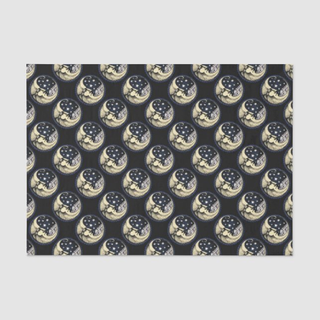 PAPIER DE SOIE de SOIE de lune-avec-étoiles (Recto)