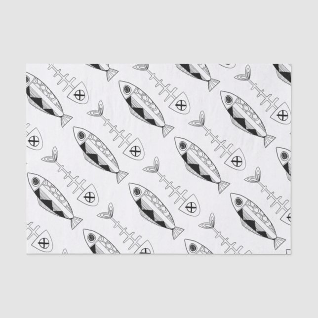 Papier de soie de soie de motif de poissons (Recto)