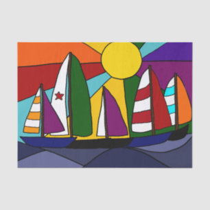 Papier de soie de soie de voiliers au soleil
