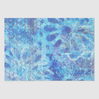Papier de soie de soie floral bleu de Monoprint