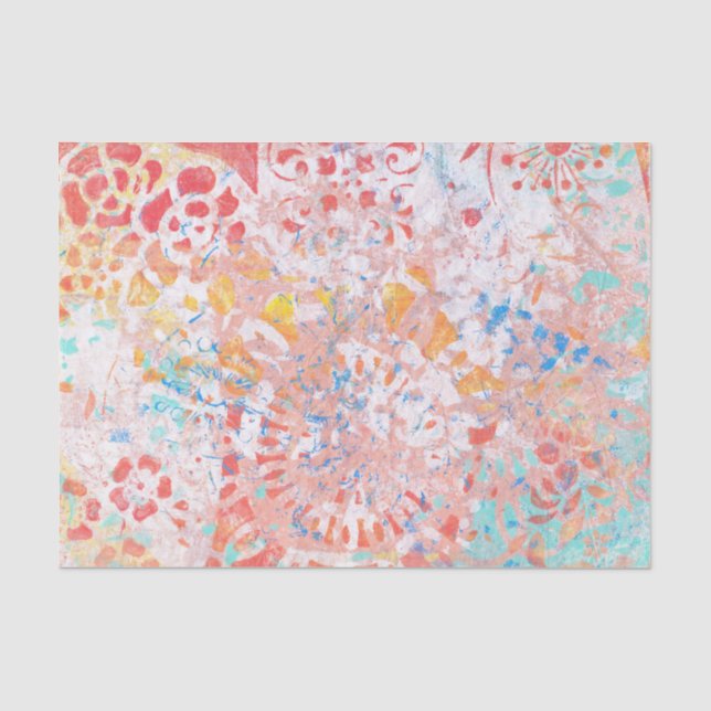 Papier de soie de soie floral d'abrégé sur orange (Recto)