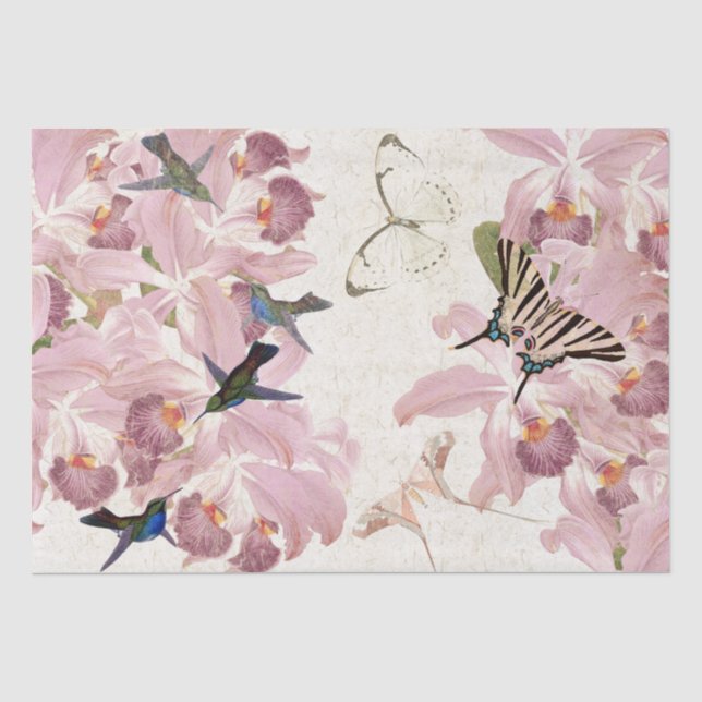Papier de soie de soie floral de papillons (Recto)