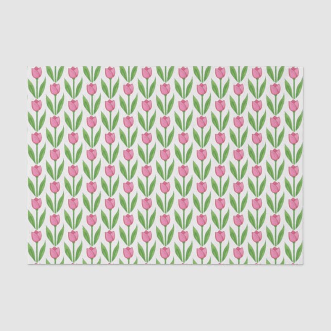 Papier de soie de soie floral de tulipes roses (Recto)