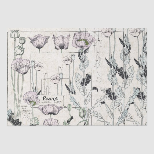 Papier de soie de soie français de fleur de Pavot (Recto)