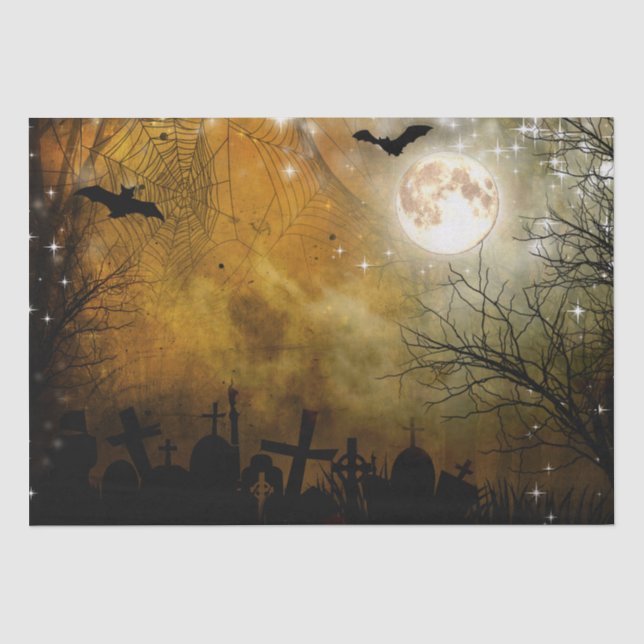 Papier de soie de soie hanté par lune de cimetière (Recto)