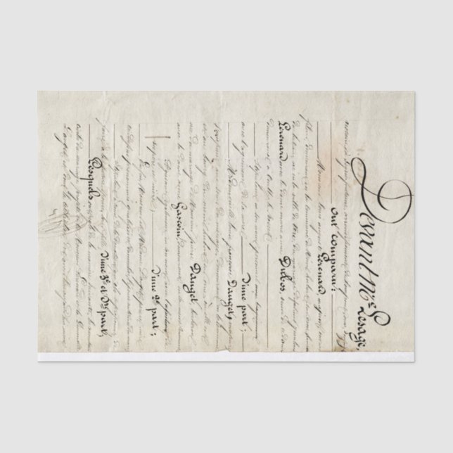 Papier de soie de soie manuscrit de lettre (Recto)