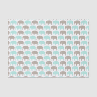 papier de soie de soie menthe-gris d'éléphants de