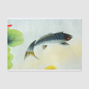 Papier de soie de soie noir de poissons de Koi