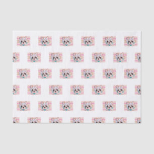 Papier de soie de soie rose de bouledogue français