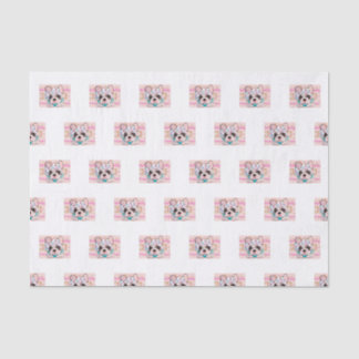Papier de soie de soie rose de bouledogue français