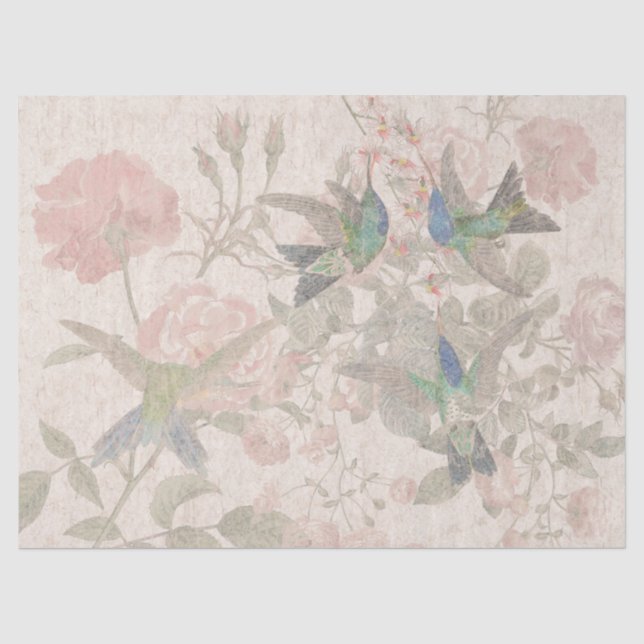Papier de soie de soie rose de fleur d'oiseaux (Recto)