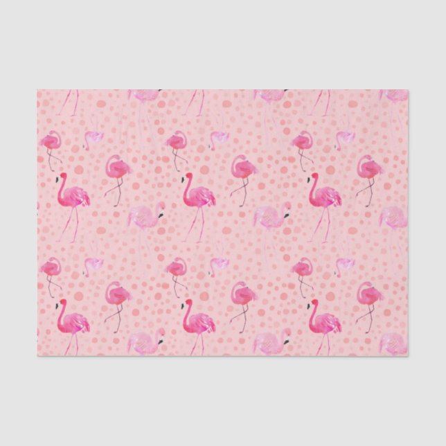 Papier de soie de soie rose de motif de Flamant (Recto)