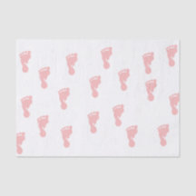 Papier de soie de soie rose des empreintes de pas