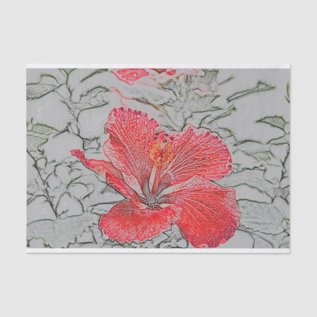 Papier de soie de soie Rouge-Orange de ketmie (Recto)