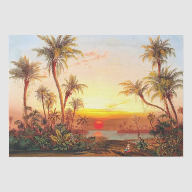 Papier de soie de soie tropical de coucher du (Recto)