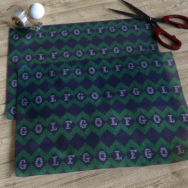 Papier de soie de thème de golf bleu de Noël (Merry Golfmas! Perfect tissue paper for the golfer in your life)