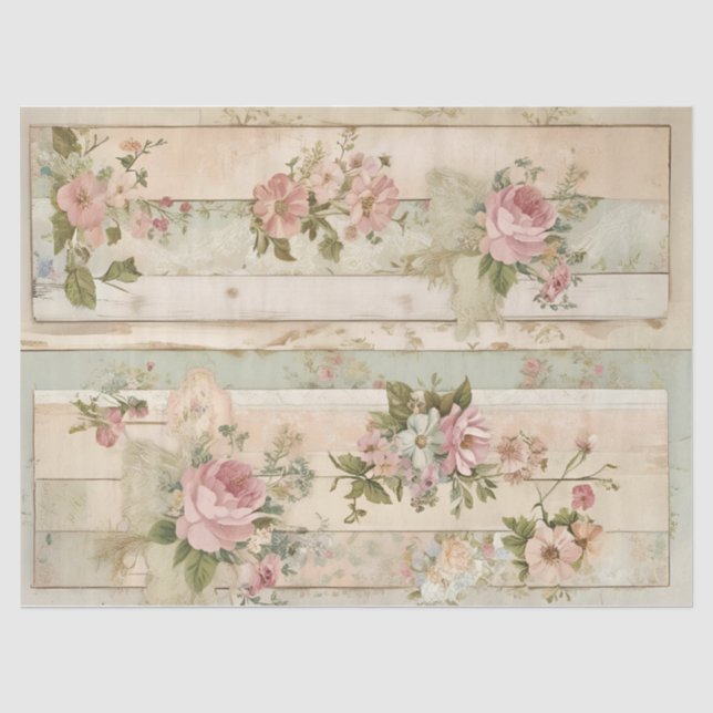 Papier de soie découpage Rose rustique vintage (Recto)