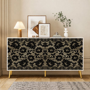 Papier de soie découpé en dentelle noire vintage