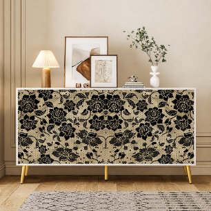 Papier de soie découpé en dentelle noire vintage