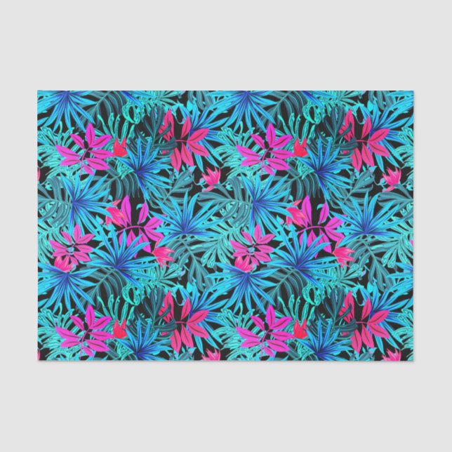 Papier de soie en feuille de palmier tropical bleu (Recto)