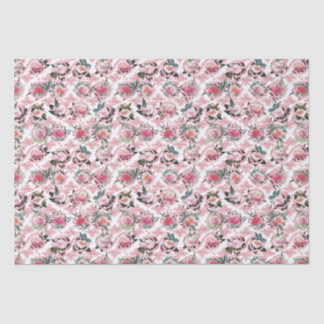 Papier de soie filigrané rose à motif floral réel