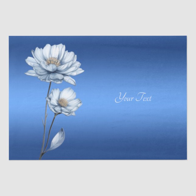 Papier de soie Fleurs Aquarelle Bleue (Recto)
