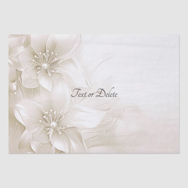 Papier de soie Fleurs Blanches Ivoire Élégant (Recto)