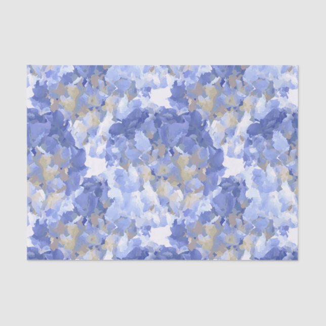Papier de soie fleurs d'hydrangee bleu aquarelle (Recto)
