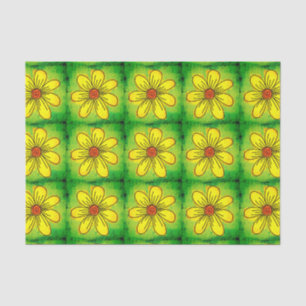 Papier de soie floral aquarelle vert et jaune